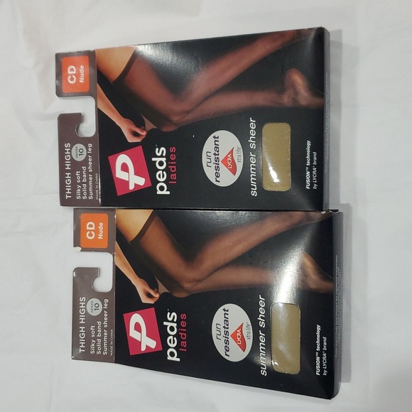 Peds 2pack  silky‎ soft summer 10 sheer leg thigh highs stocking CD Nude nrw - Picture 6 of 6